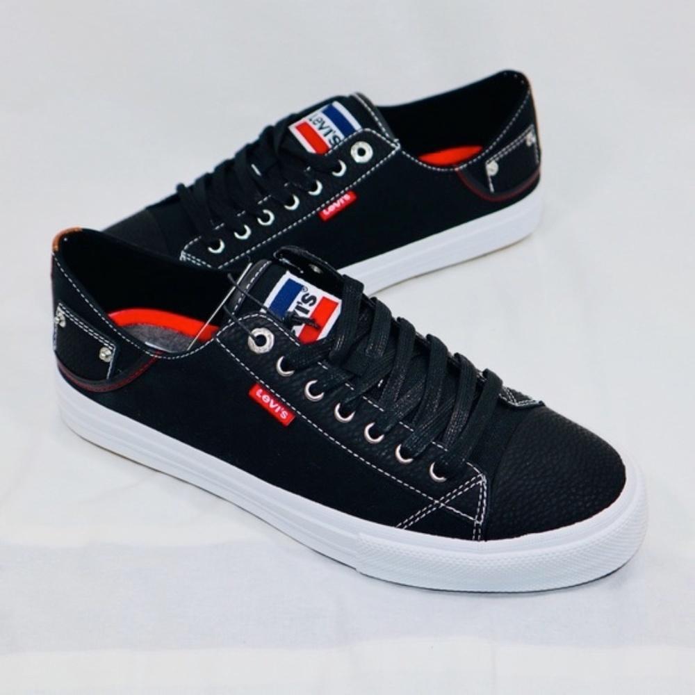 NEW Levi's Neil Lo Olympic Black/Tan Denim Lace Up Casual Men's Sneakers